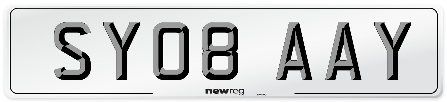 SY08 AAY Number Plate from New Reg